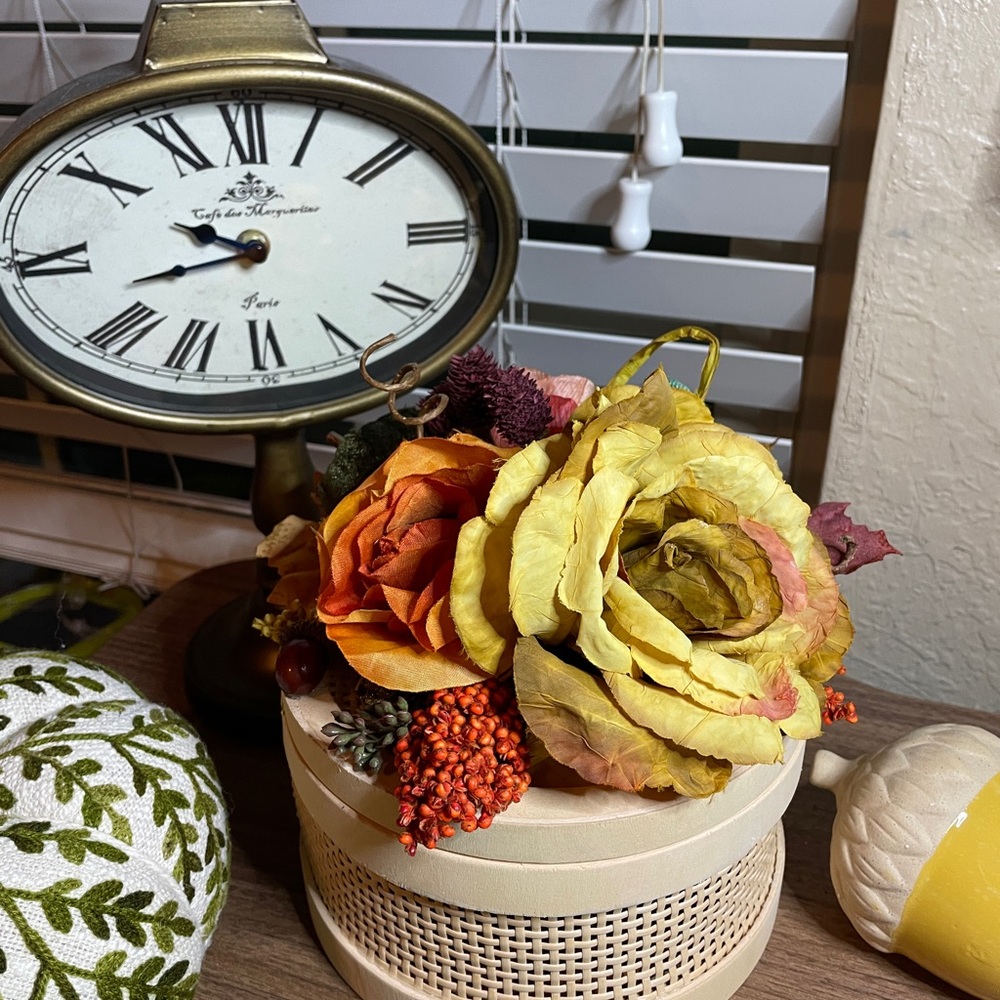 Decorative Floral Storage Box - Yellow and Orange
